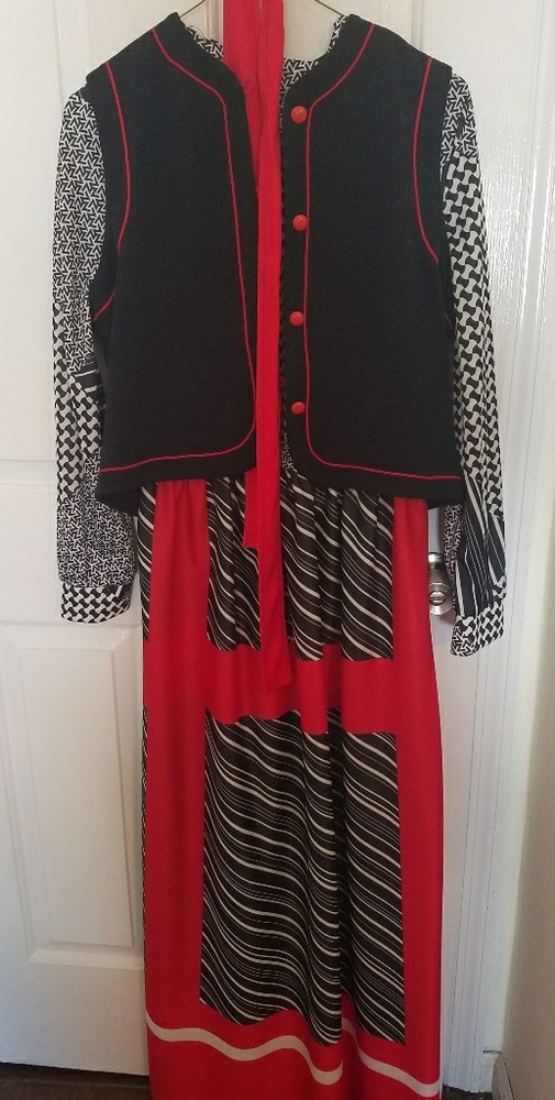 Vintage 70s homemade dress with vest and belt